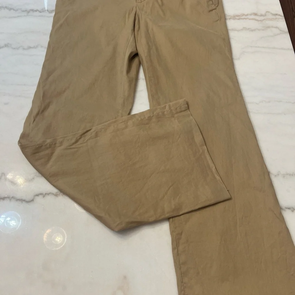 Banana Republic Cotton Linen Blend Womens Khaki Colored Lined Pants Size 8